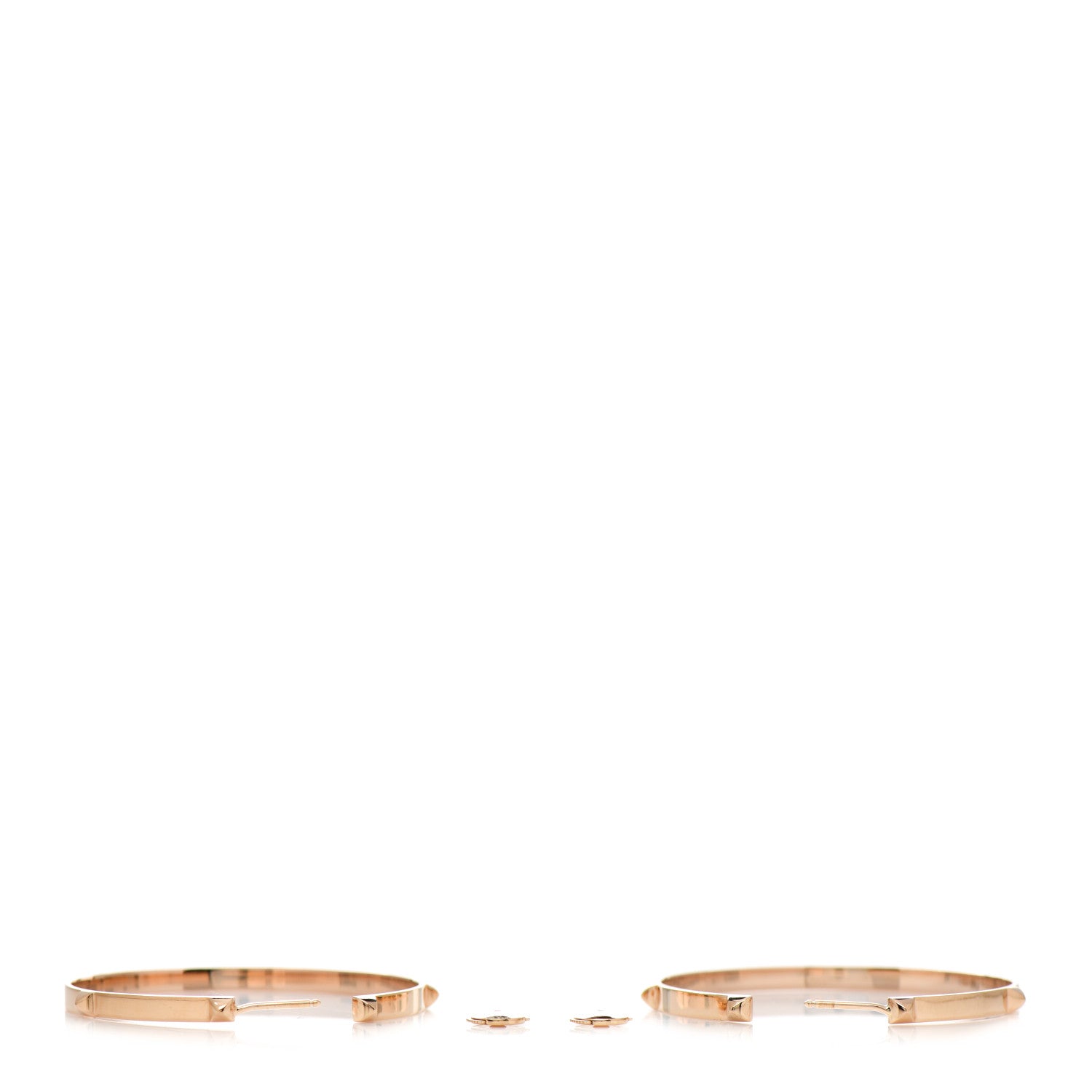Hermes 18K Rose Gold Mini Clous Hoop Earrings 3 of 5