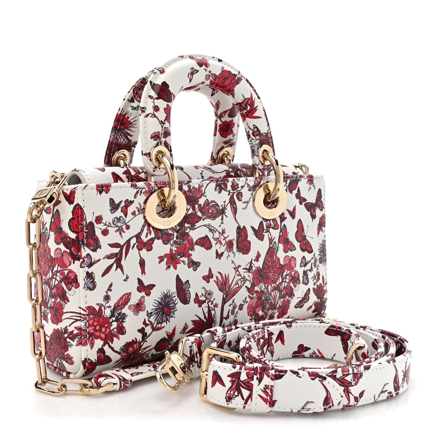 Christian Dior Calfskin Bead Embroidered Ramage Butterfly Lady D-Joy White 2 of 9