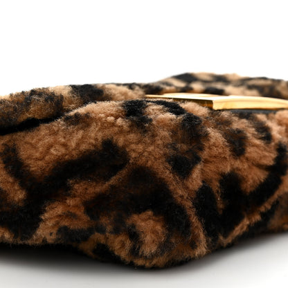 Fendi Shearling Vitello Dolce Macro FF 1974 Mini Baguette Tobacco Black 10 of 12