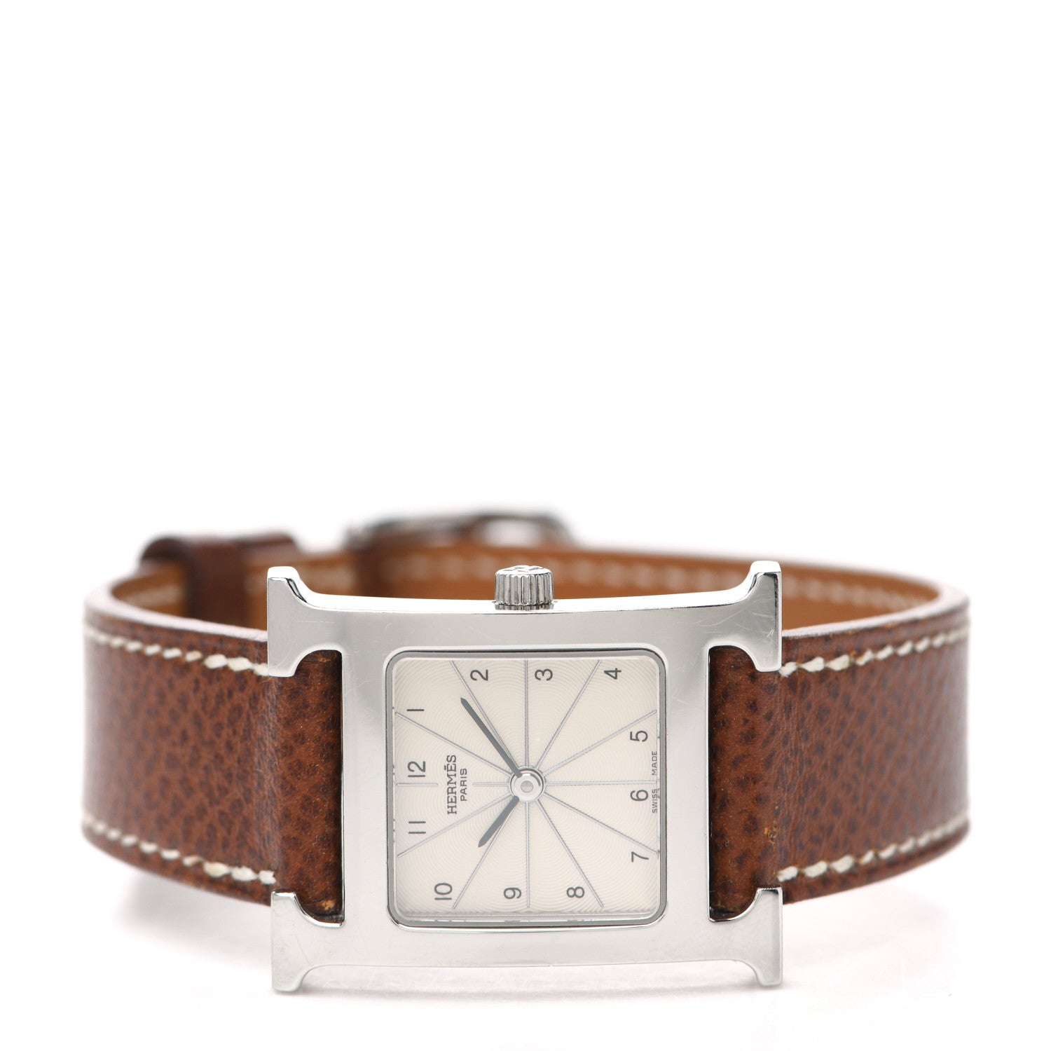 Hermes Stainless Steel Epsom 21mm Heure H Hour Quartz Watch Brique 3 of 10