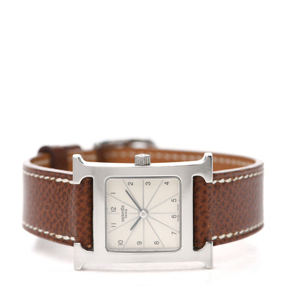 Hermes Stainless Steel Epsom 21mm Heure H Hour Quartz Watch Brique 3 of 10