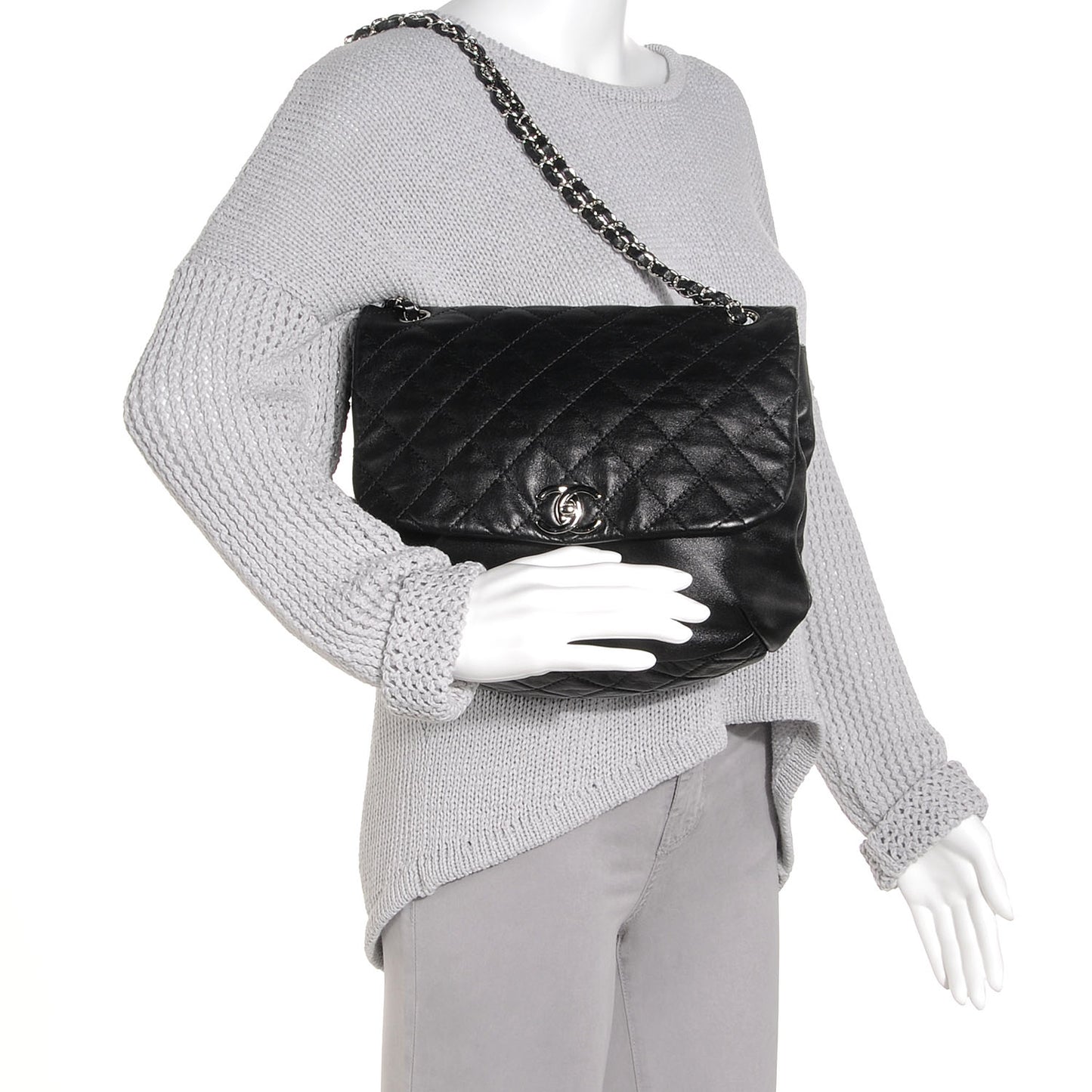 Lambskin Stitched Messenger Black
