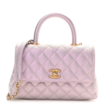Chanel Iridescent Caviar Quilted Mini Coco Handle Flap Light Pink 1 of 11