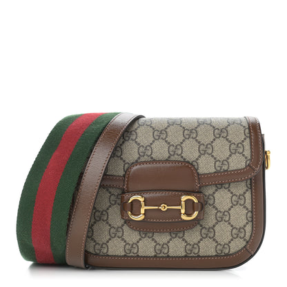 Gucci GG Supreme Monogram Web Mini Horsebit 1955 Shoulder Bag Beige Brown Sugar 1 of 10