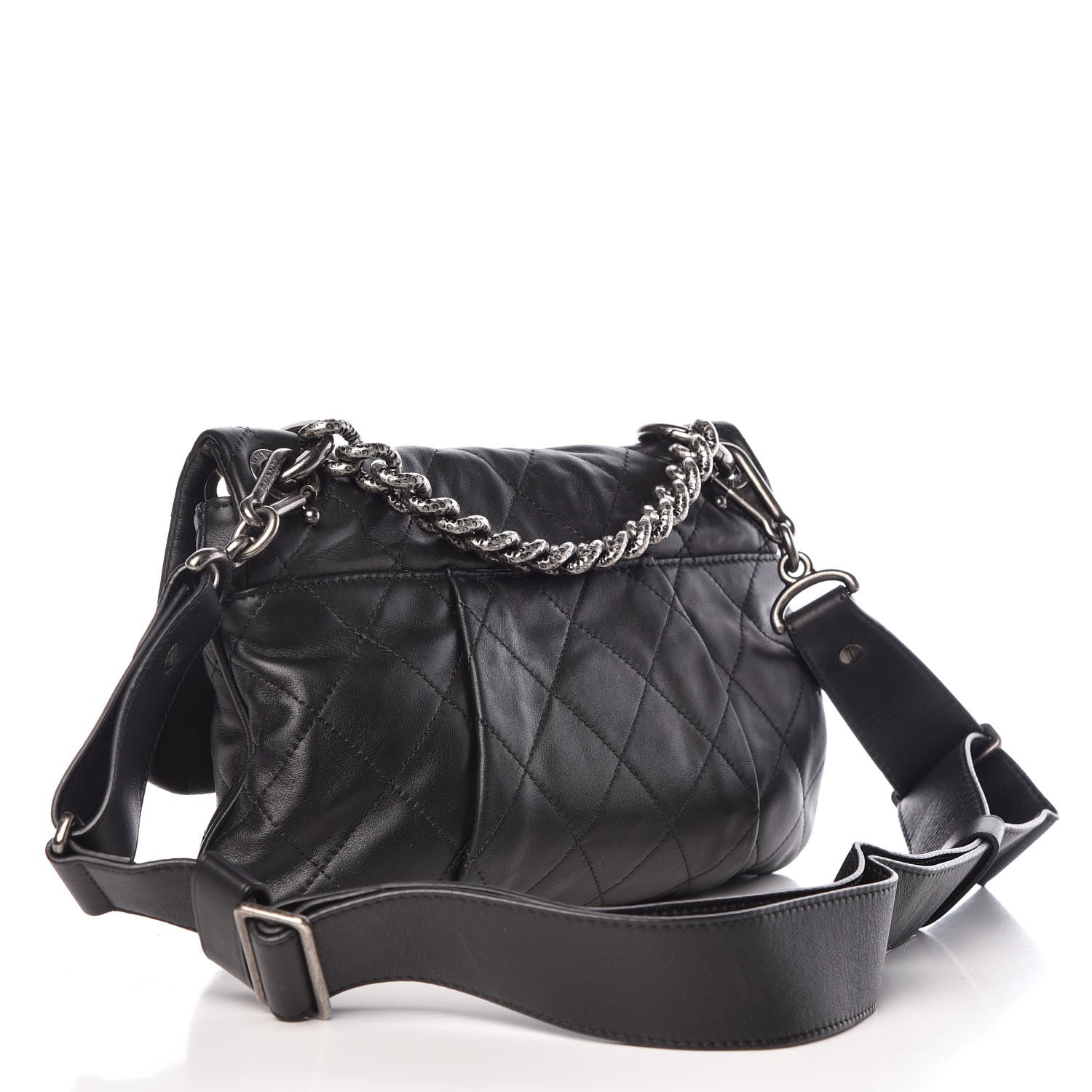 Chanel Calfskin Coco Pleats Messenger Flap Black 3 of 10