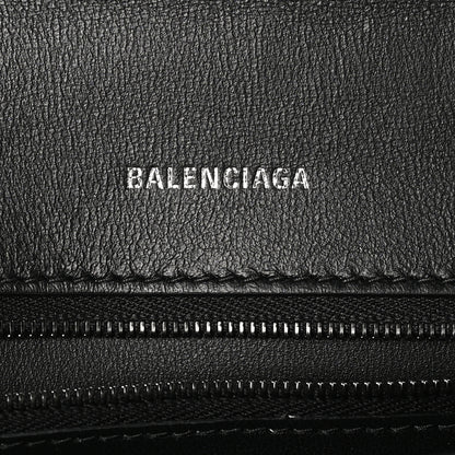 Balenciaga Shiny Calfskin Monochrome Crocodile Embossed Small Hourglass Top Handle Bag Black 6 of 10