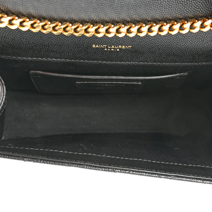Saint Laurent Grain De Poudre Textured Mixed Matelasse Triquilt Small Monogram Satchel Black 5 of 11