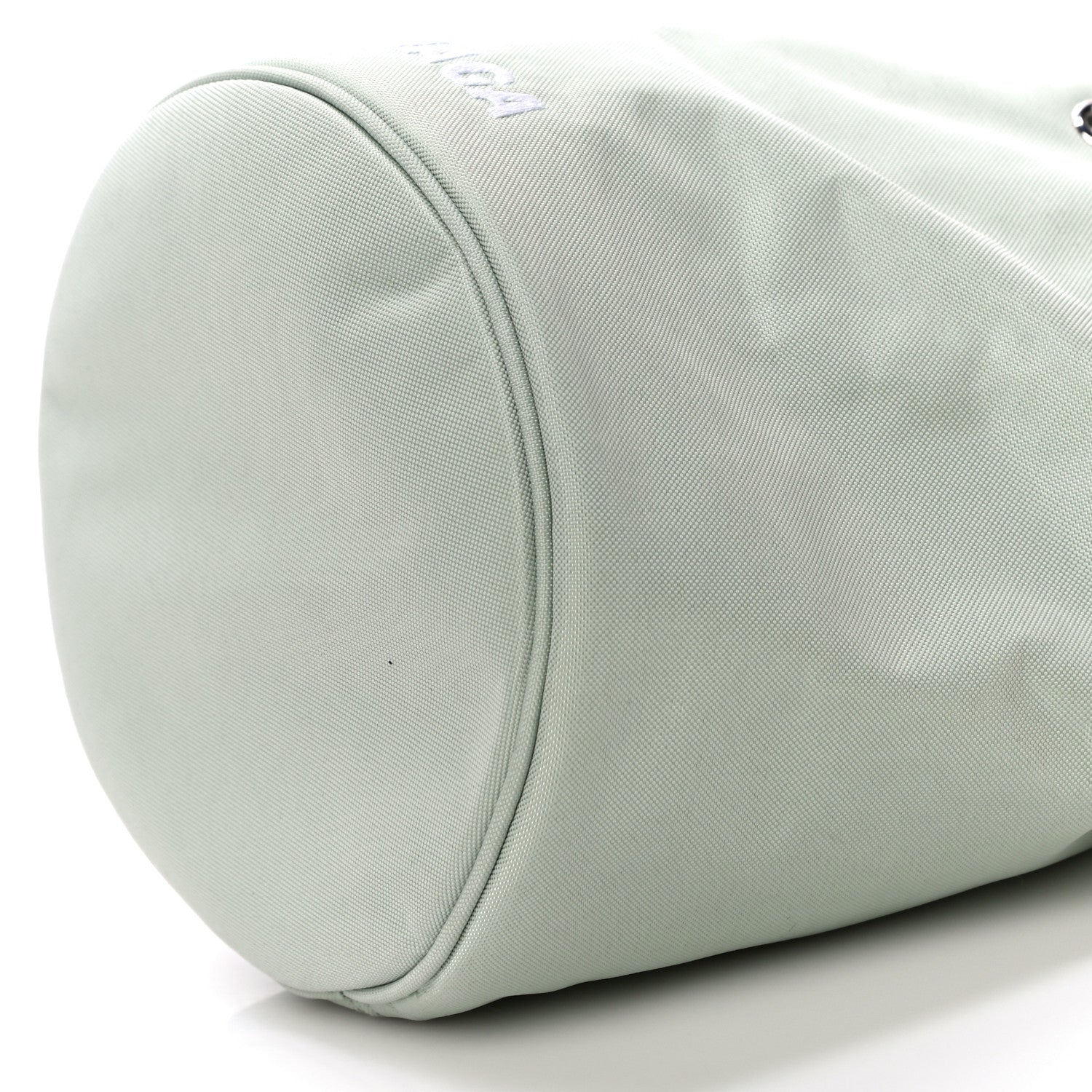 Balenciaga Recycled Sport Nylon Logo Embroidered Wheel Drawstring Bucket Bag Light Green White 9 of 9