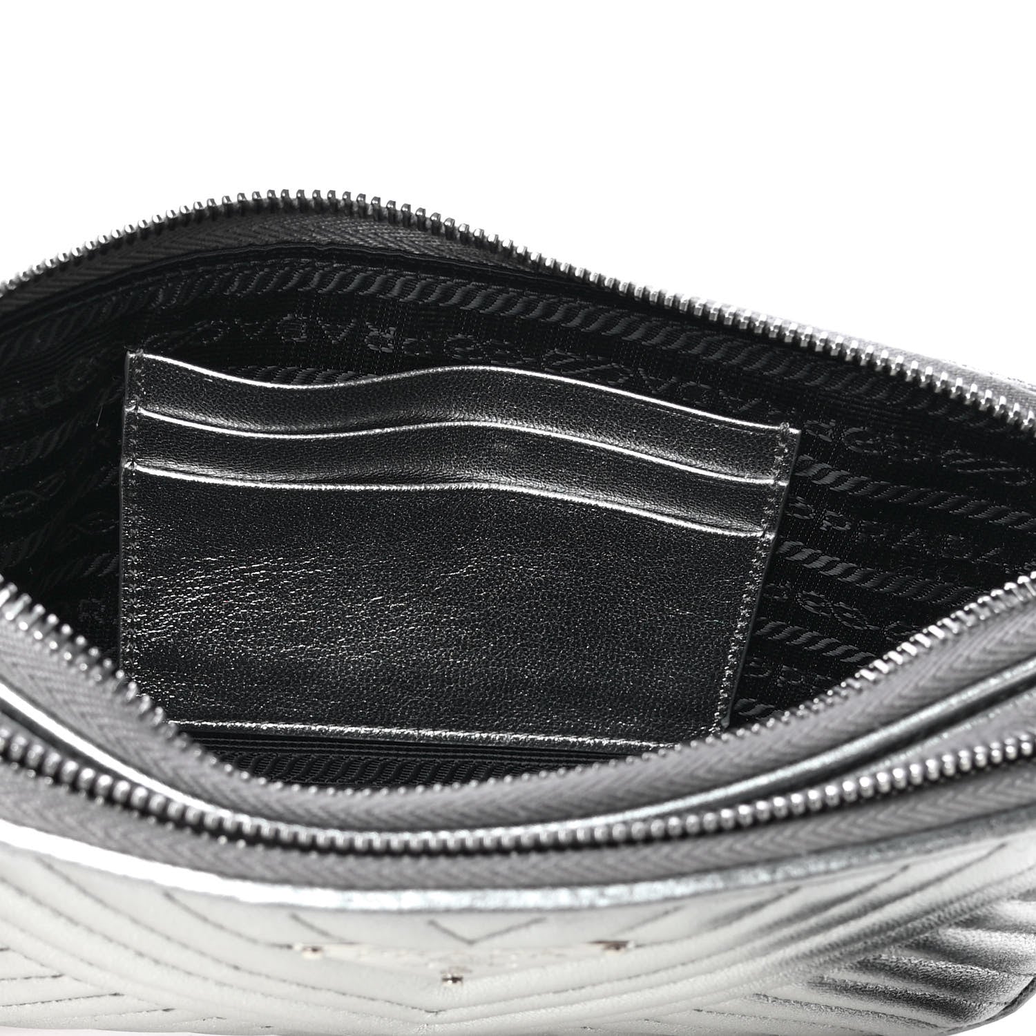 Prada Metallic Nappa Quilted Mini Bag Cromo 4 of 4