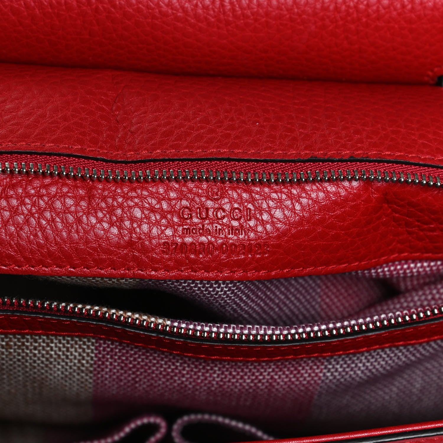 Gucci Pebbled Calfskin Large Bamboo Daily Top Handle Bag Red 6 of 13