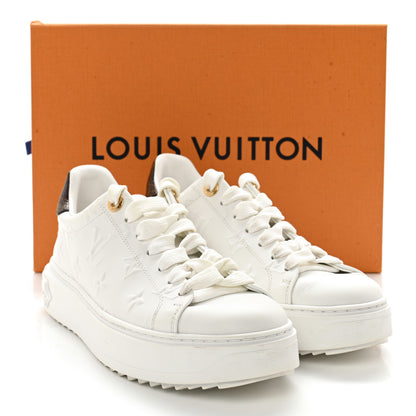 Louis Vuitton Lambskin Embossed Monogram Time Out Sneakers 36 White 11 of 11