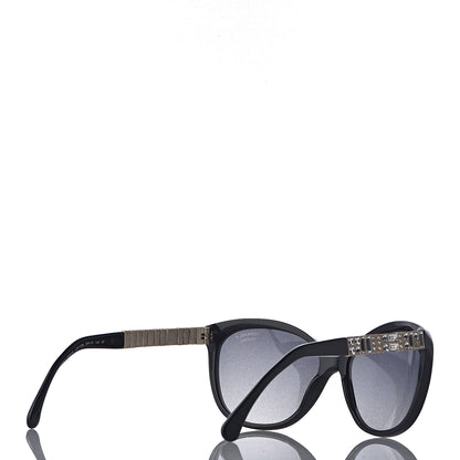 Chanel Crystal Baguette Polarized Cat Eye Sunglasses 5309-B Black 4 of 8