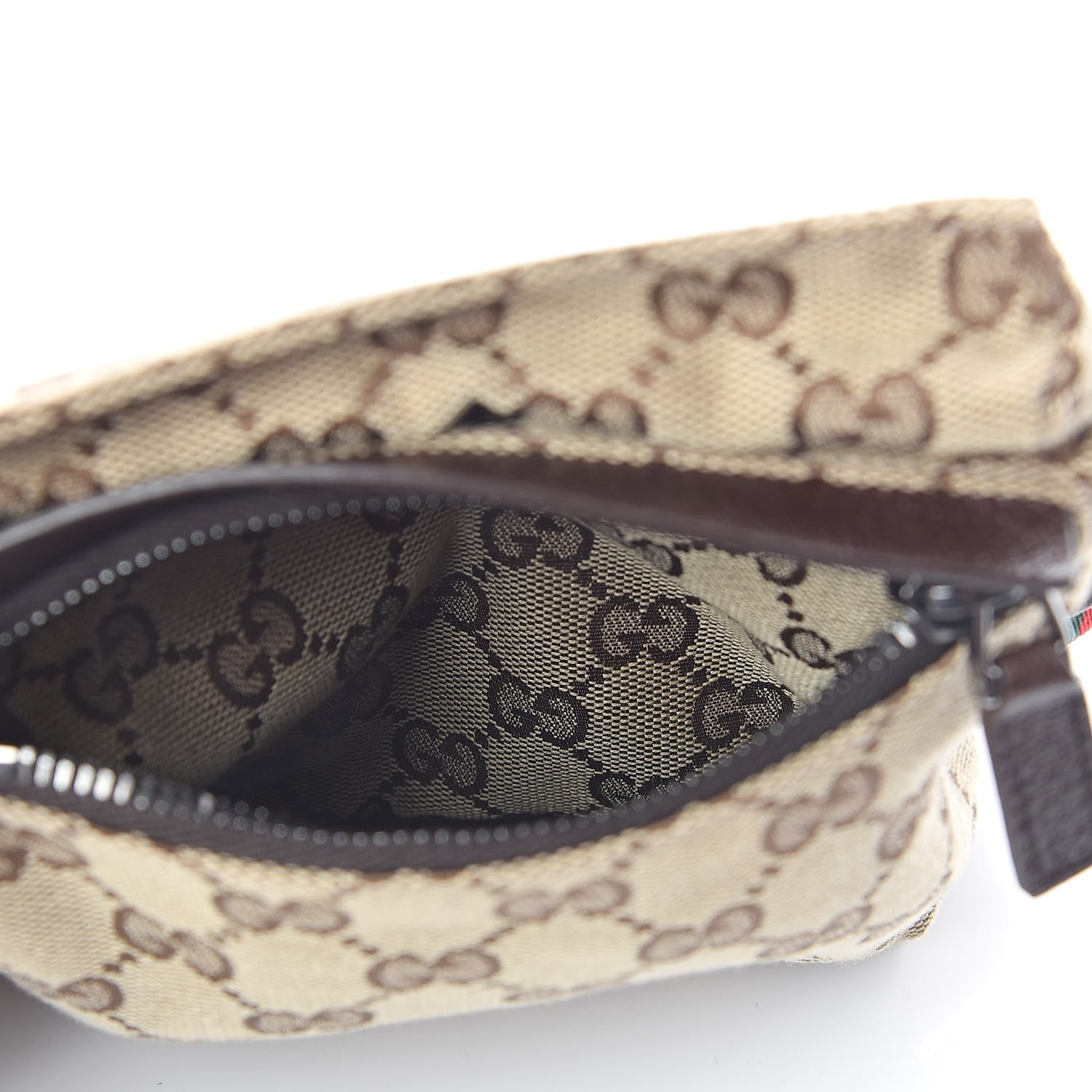 Gucci GG Monogram Web Double Pocket Belt Bag Dark Brown 5 of 10