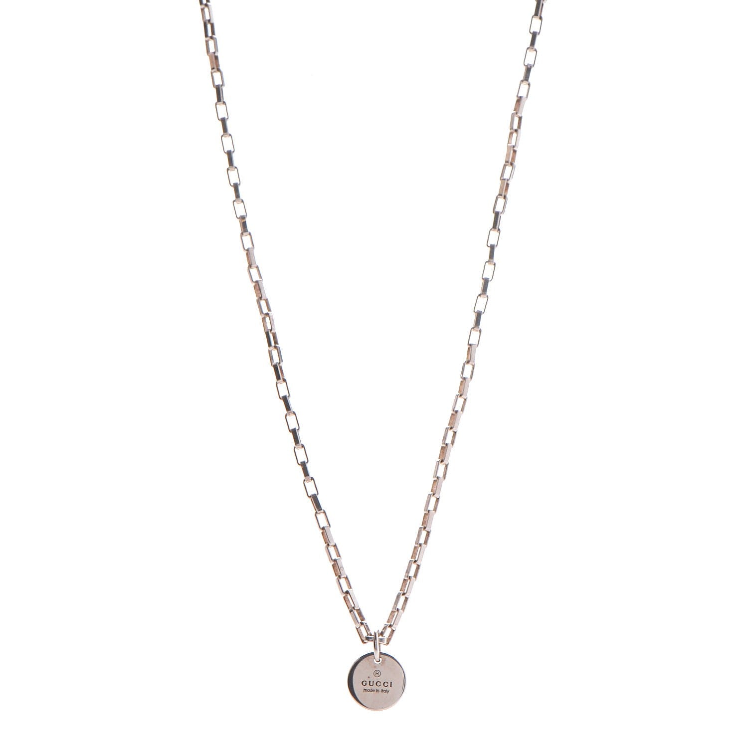 Gucci Sterling Silver Trademark Logo Circle Pendant Necklace 1 of 6