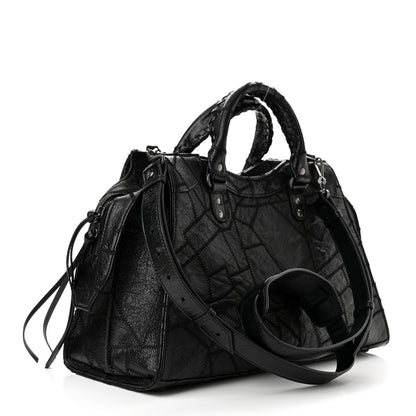 Balenciaga Calfskin Patchwork Stitched Neo Classic Silver Hardware City Black 3 of 10