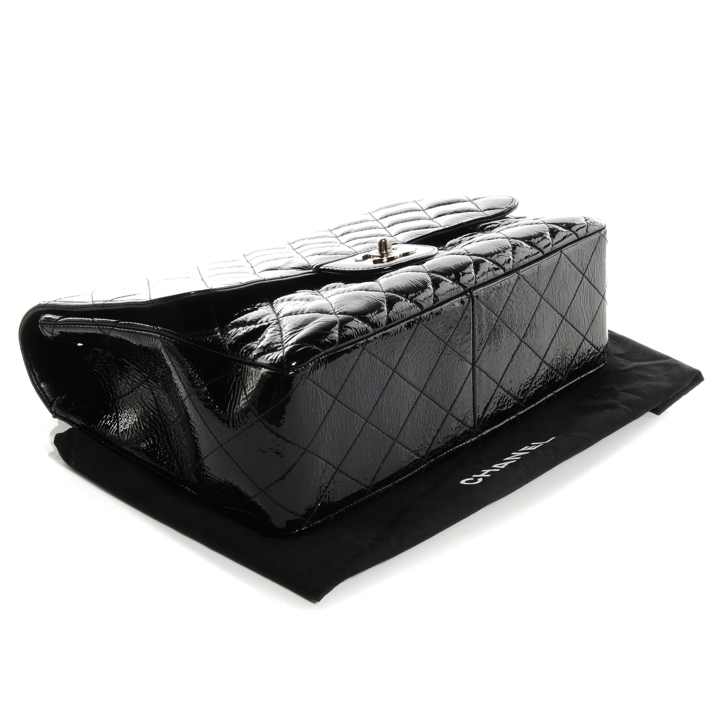 Distressed Patent Jumbo Single Flap Black