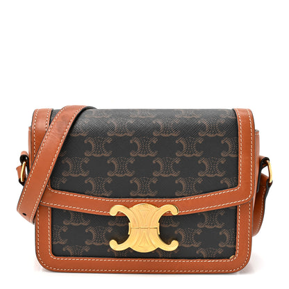 Celine Calfskin Triomphe Canvas Teen Triomphe Bag Tan 1 of 13