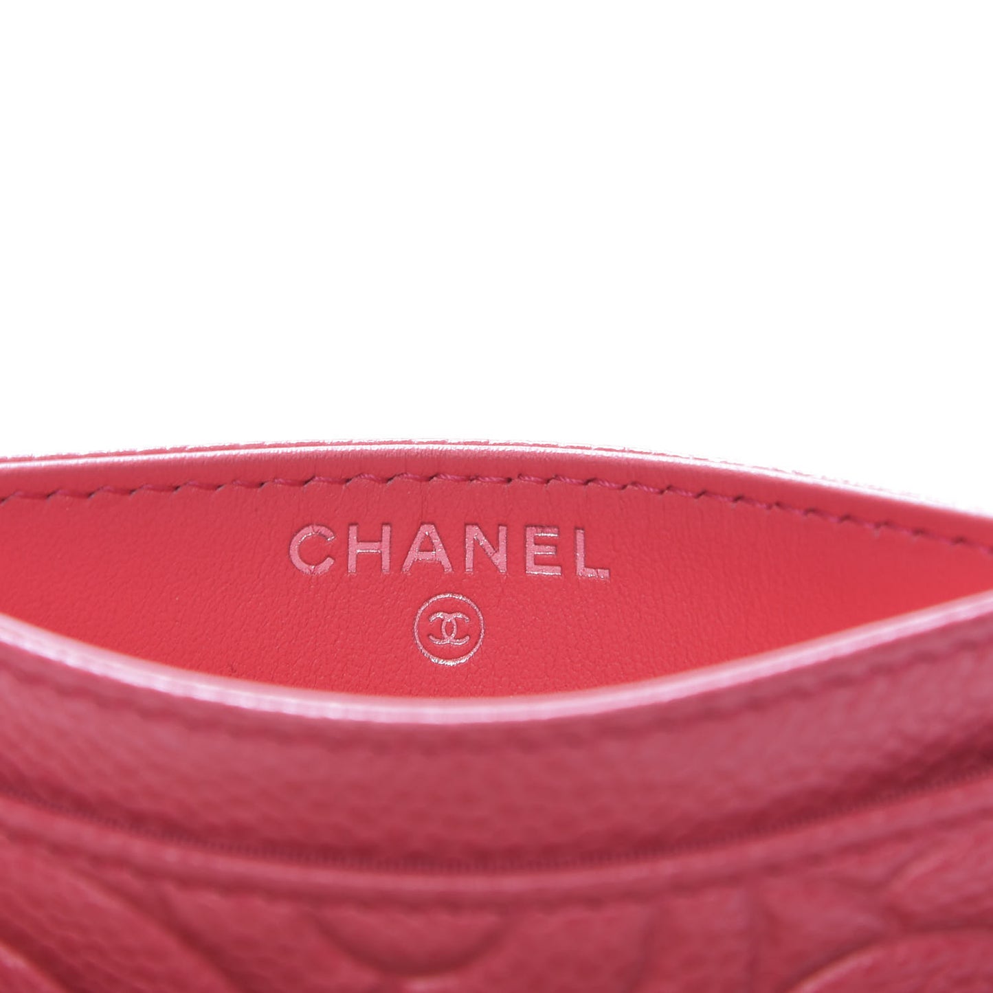 Caviar Camellia Embossed Card Holder Pink