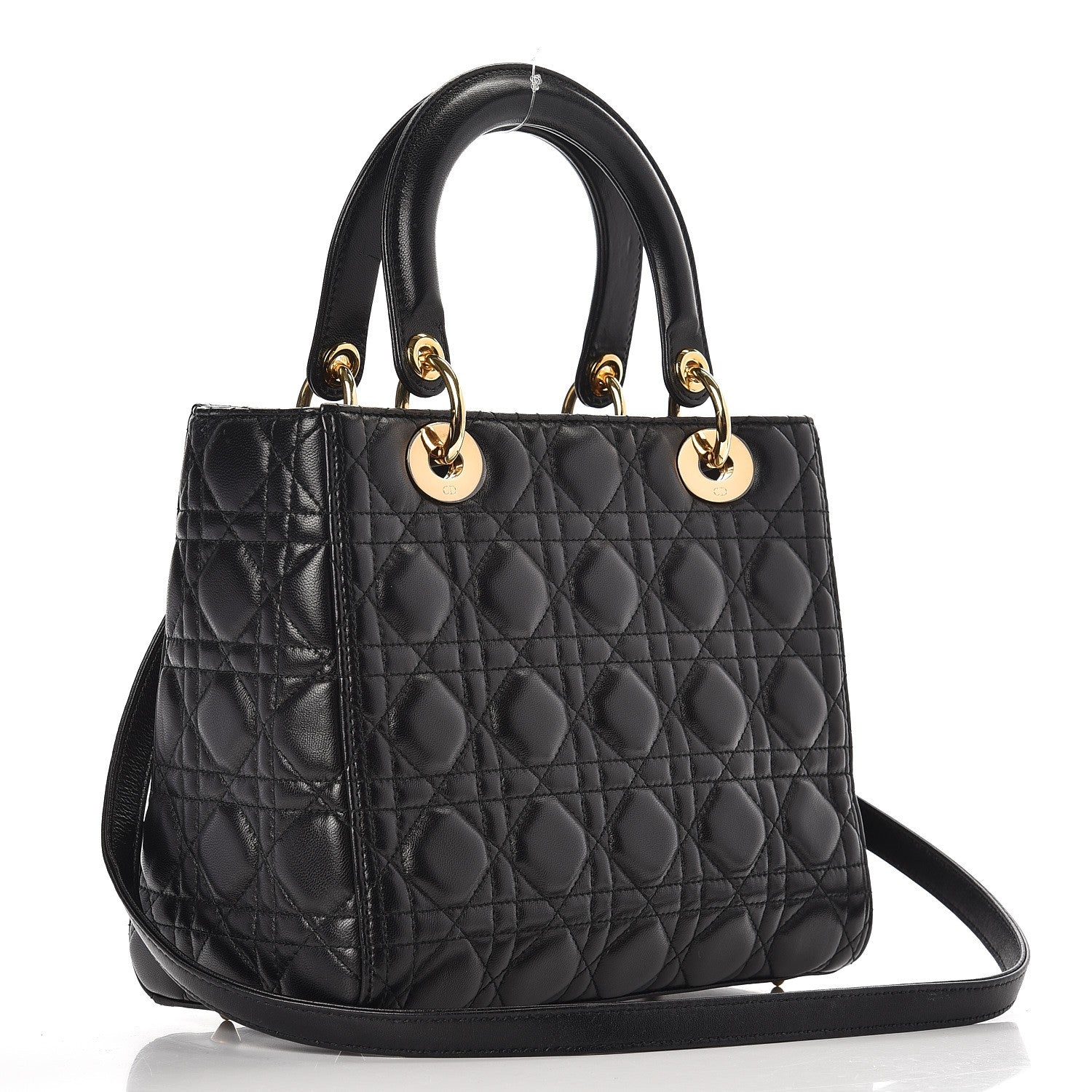 Christian Dior Lambskin Cannage Medium Lady Dior Black 3 of 10