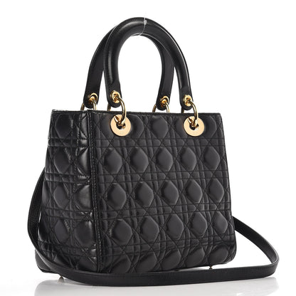 Christian Dior Lambskin Cannage Medium Lady Dior Black 3 of 10
