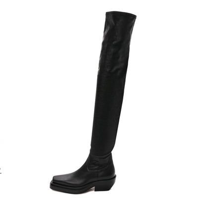 Bottega Veneta Calfskin Nappa Lean Over The Knee Boots 36 Black 1 of 6