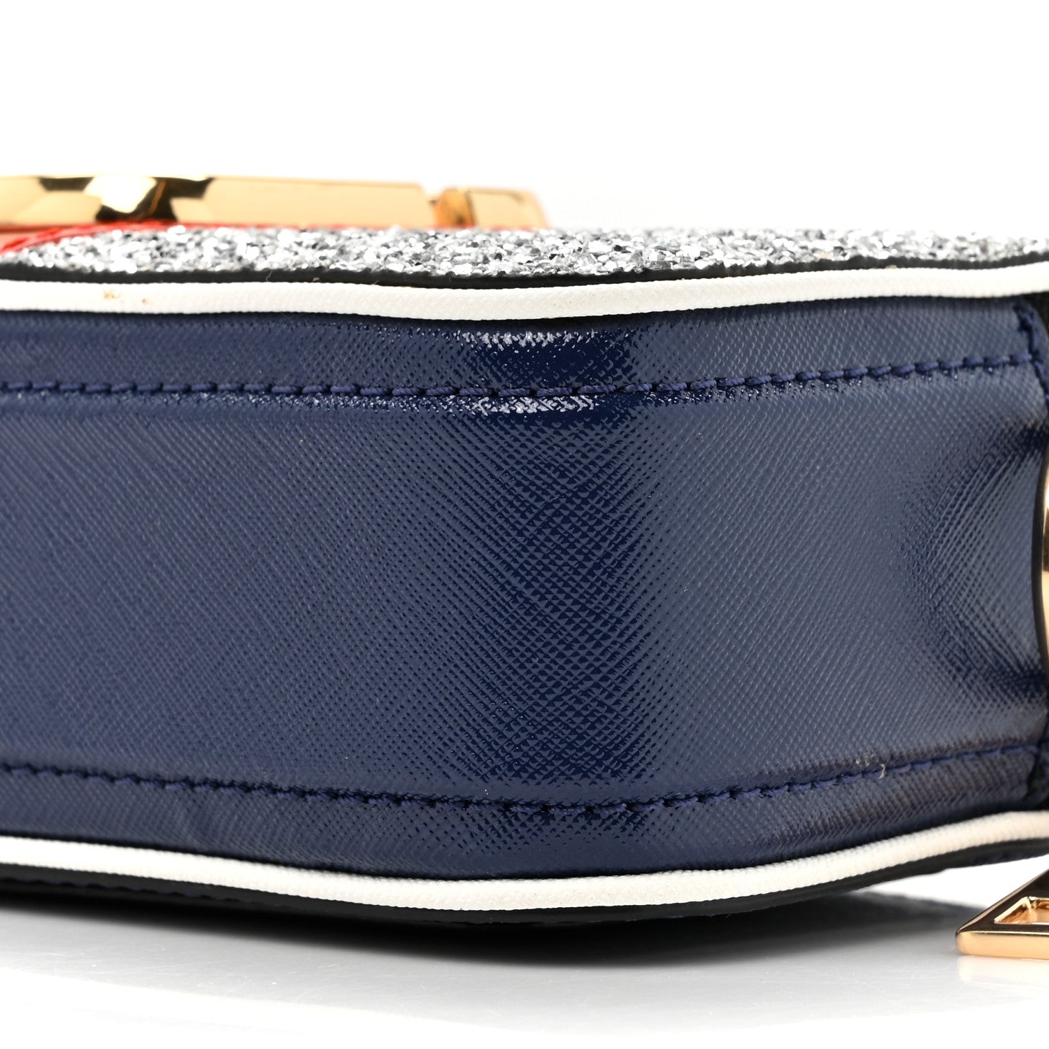 Marc Jacobs Glitter Calfskin Snake Embossed Snapshot Camera Bag Navy Silver Red 9 of 10