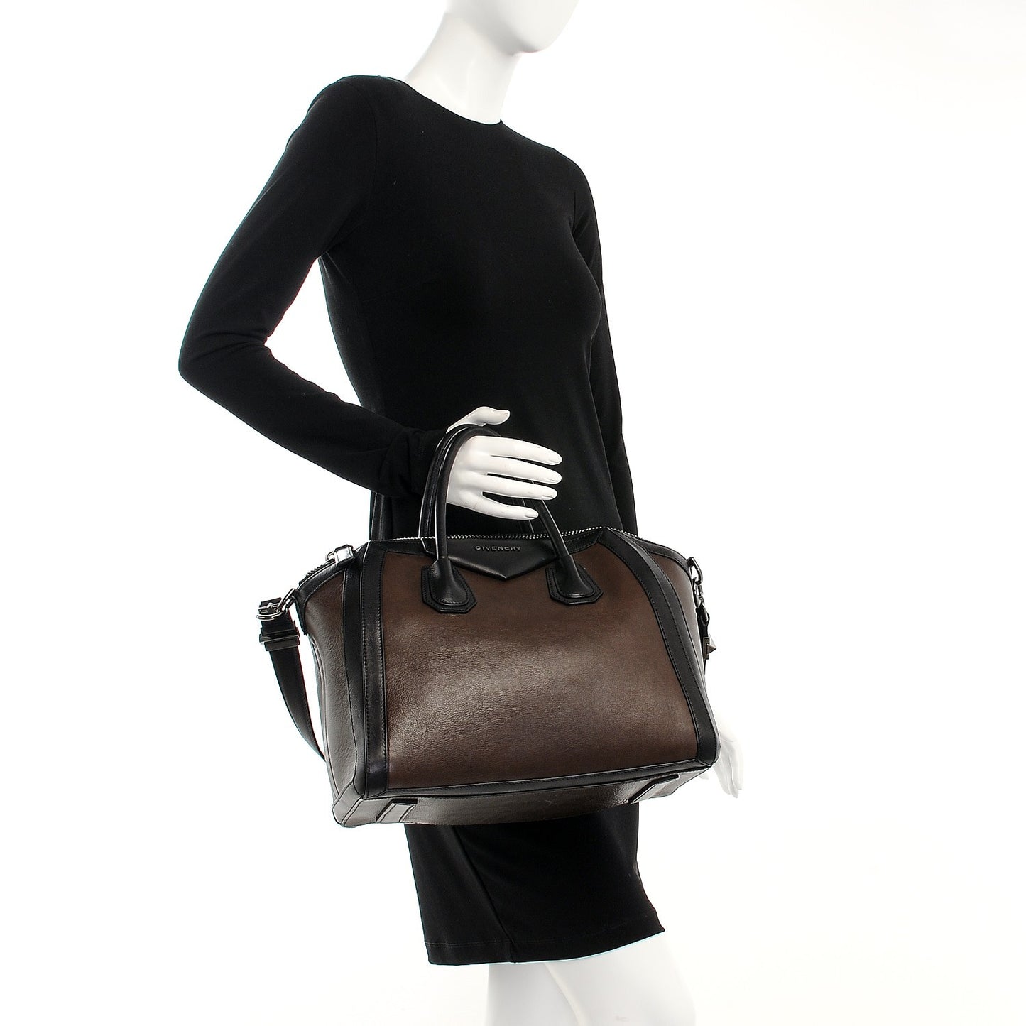 Calfskin Medium Bi-Color Antigona Brown Black