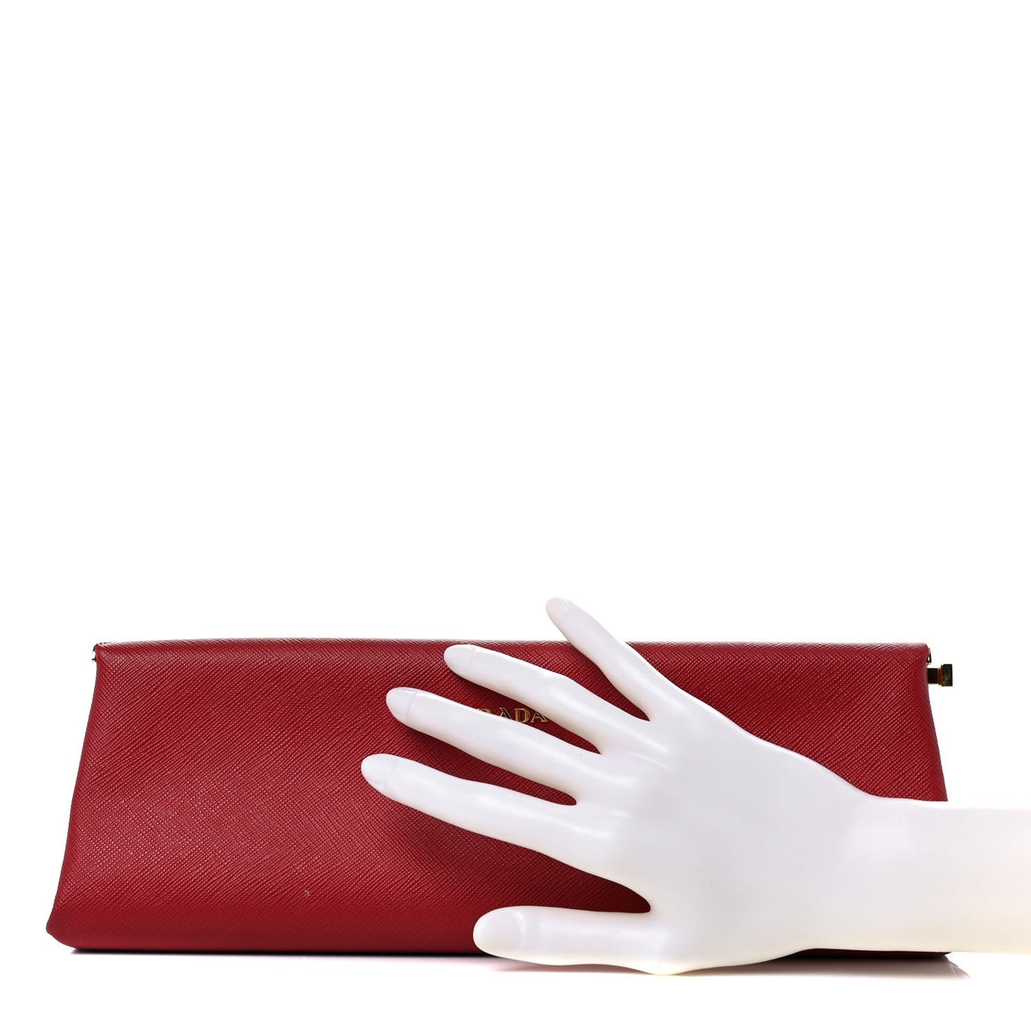 Saffiano Lux East West Frame Clutch Fuoco