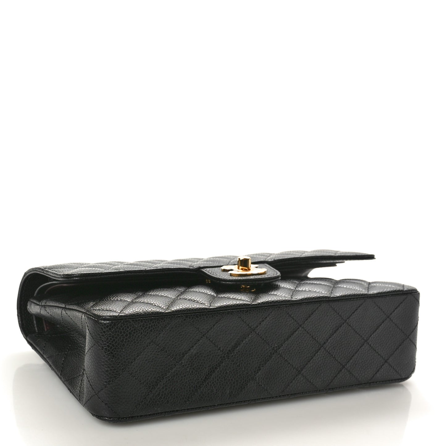 Caviar Quilted Medium Double Flap Black
