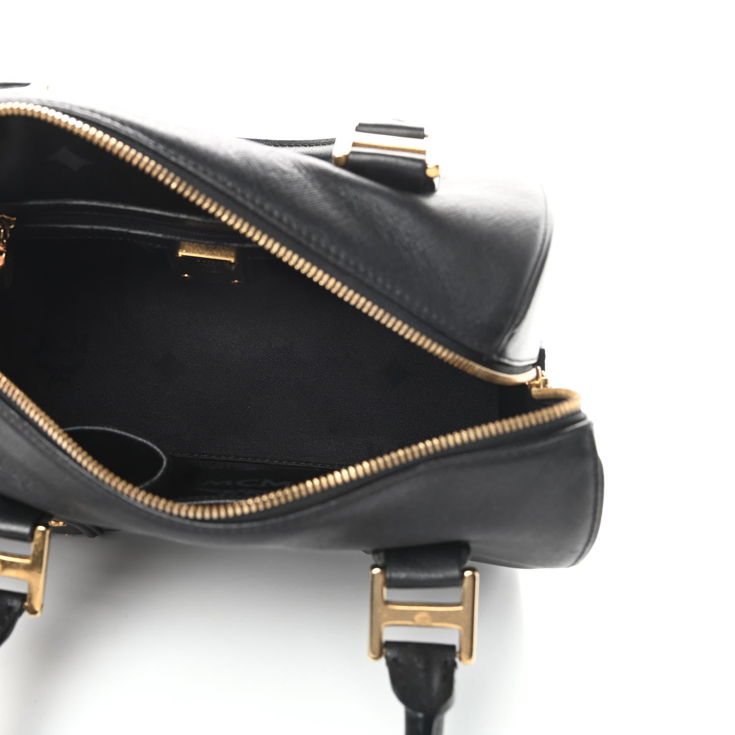 MCM Grained Calfskin Studded Boston Bag Black 5 of 14