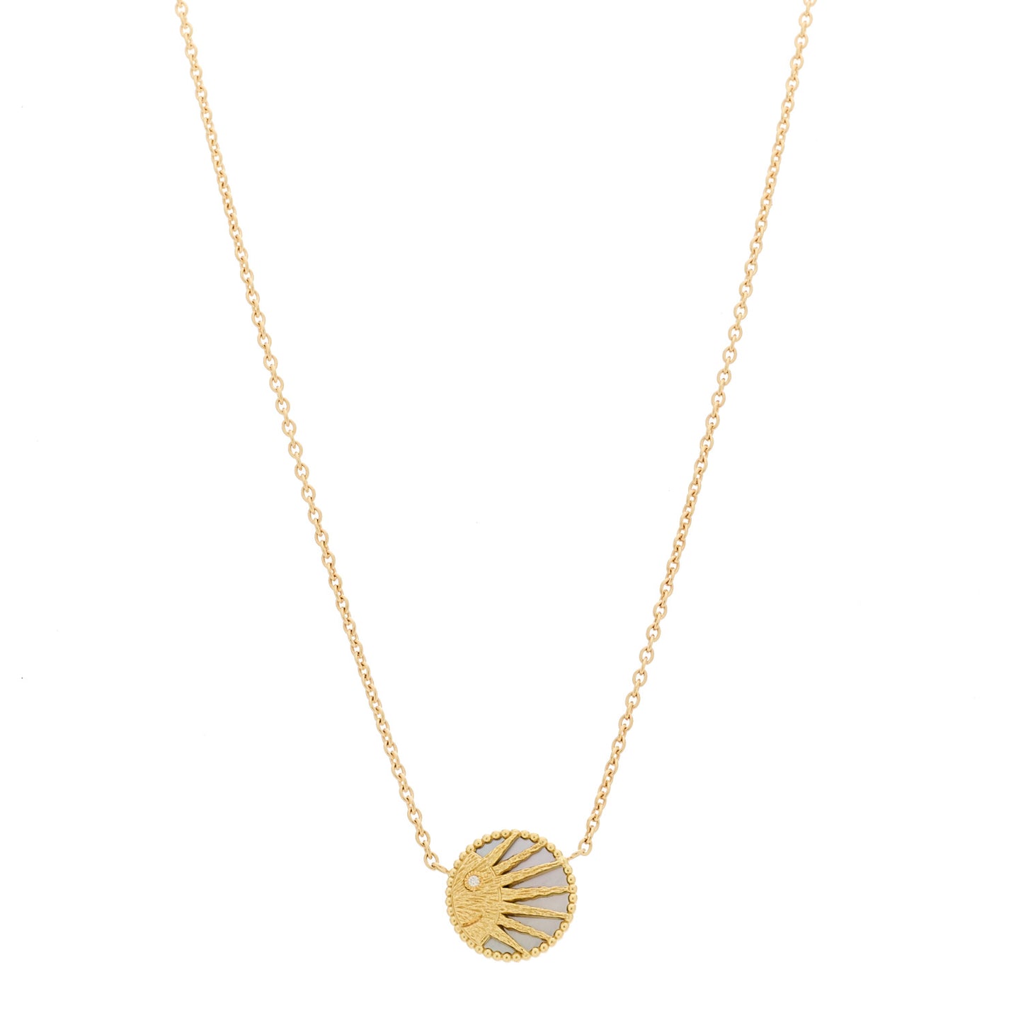 18K Yellow Gold Diamond Black Onyx Mother of Pearl Rose Celeste Pendant Necklace