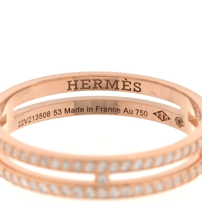 Hermes 18K Rose Gold Diamond Ariane Wedding Band Ring 53 6.5 4 of 5