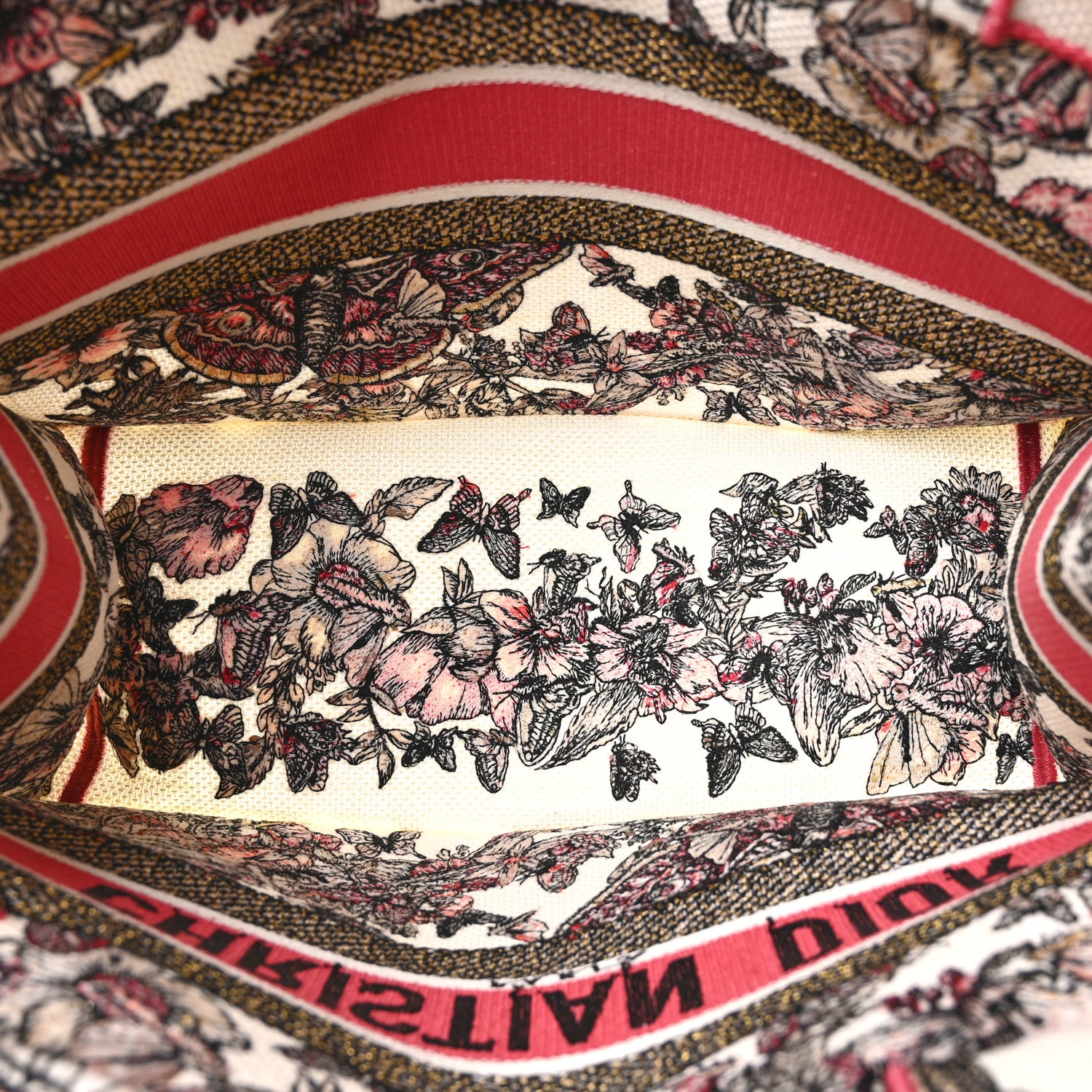 Christian Dior Canvas Embroidered Medium Butterfly Print Book Tote Multicolor 5 of 10