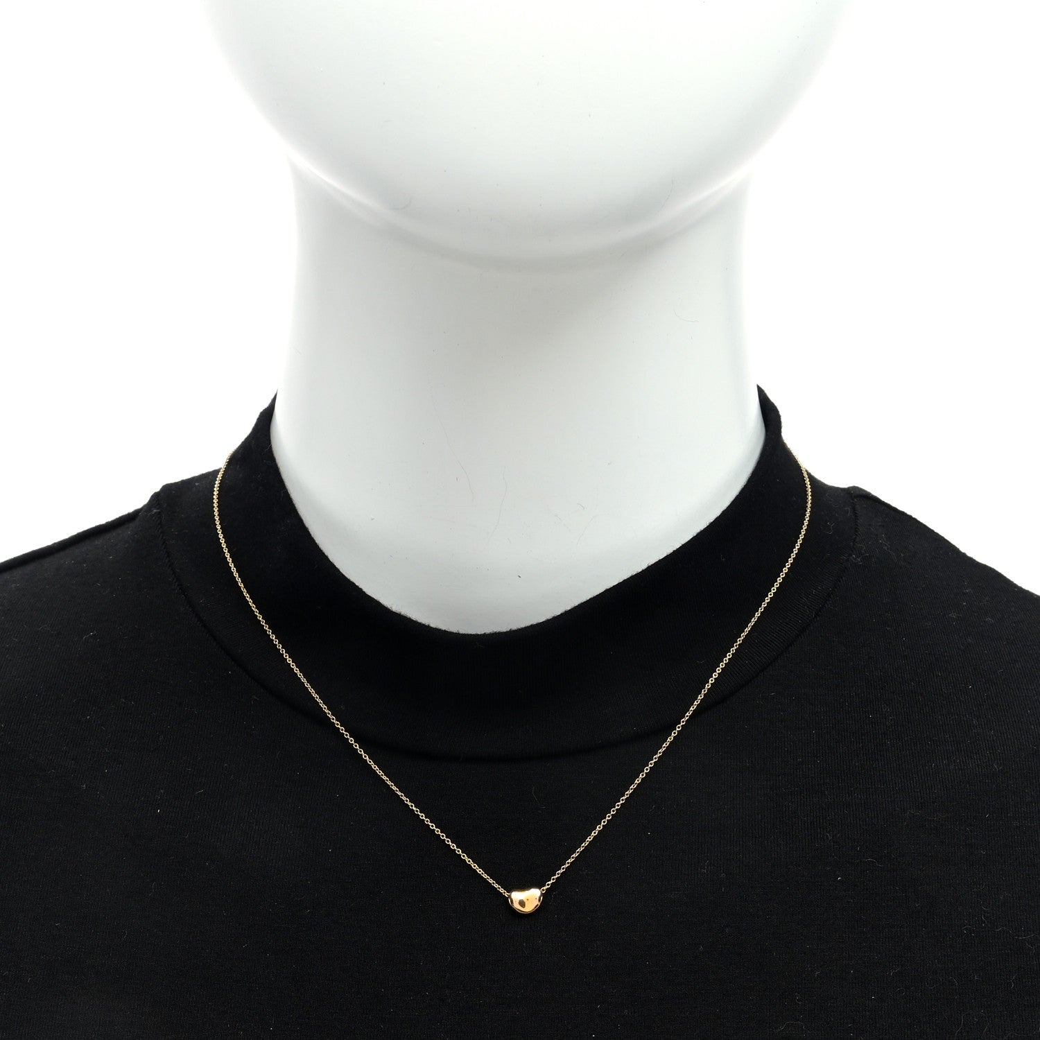 Tiffany 18K Yellow Gold 6.5mm Elsa Peretti Bean Pendant Necklace 2 of 4