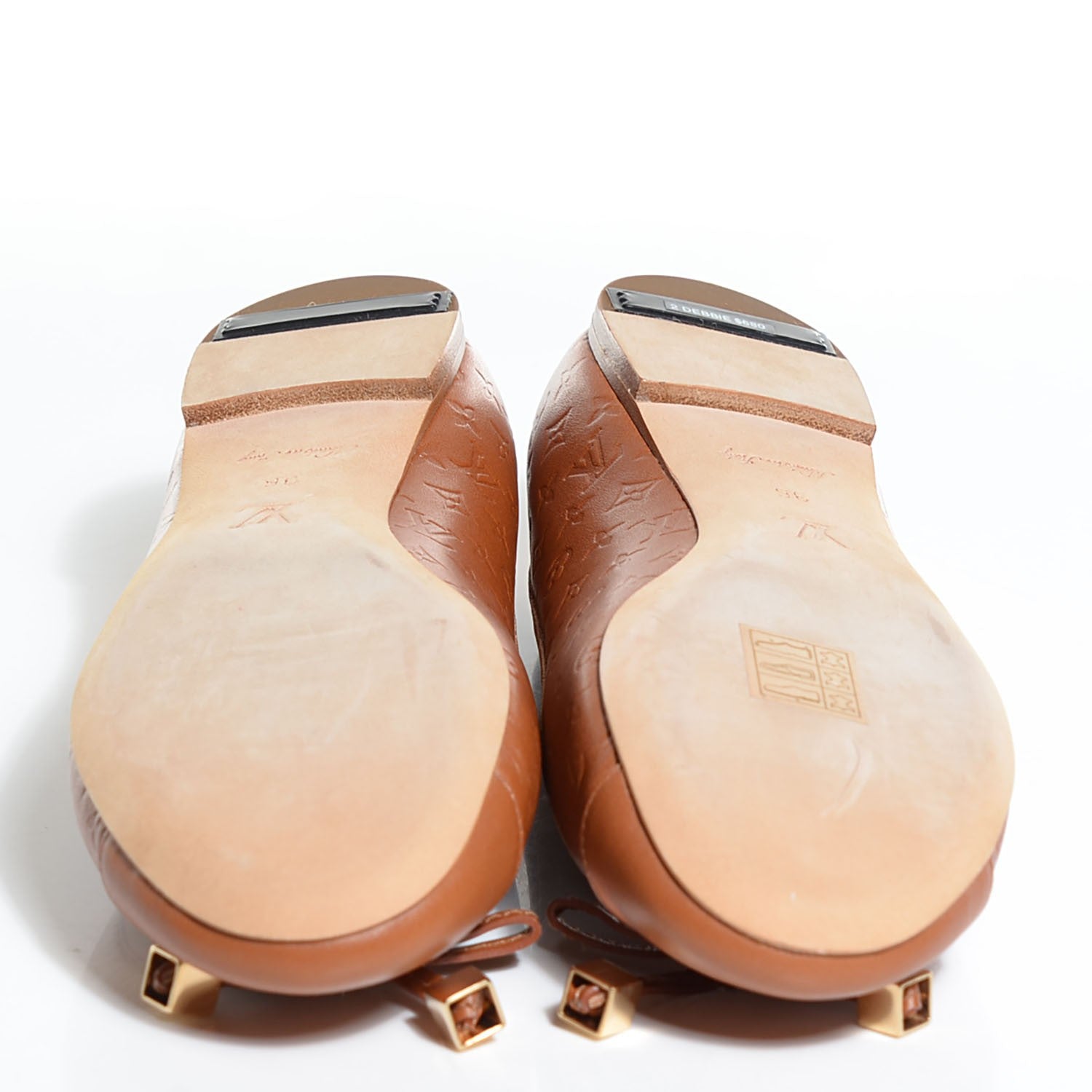 Louis Vuitton Calfskin Embossed Monogram Debbie Ballerina Flats 36 Cognac 5 of 7