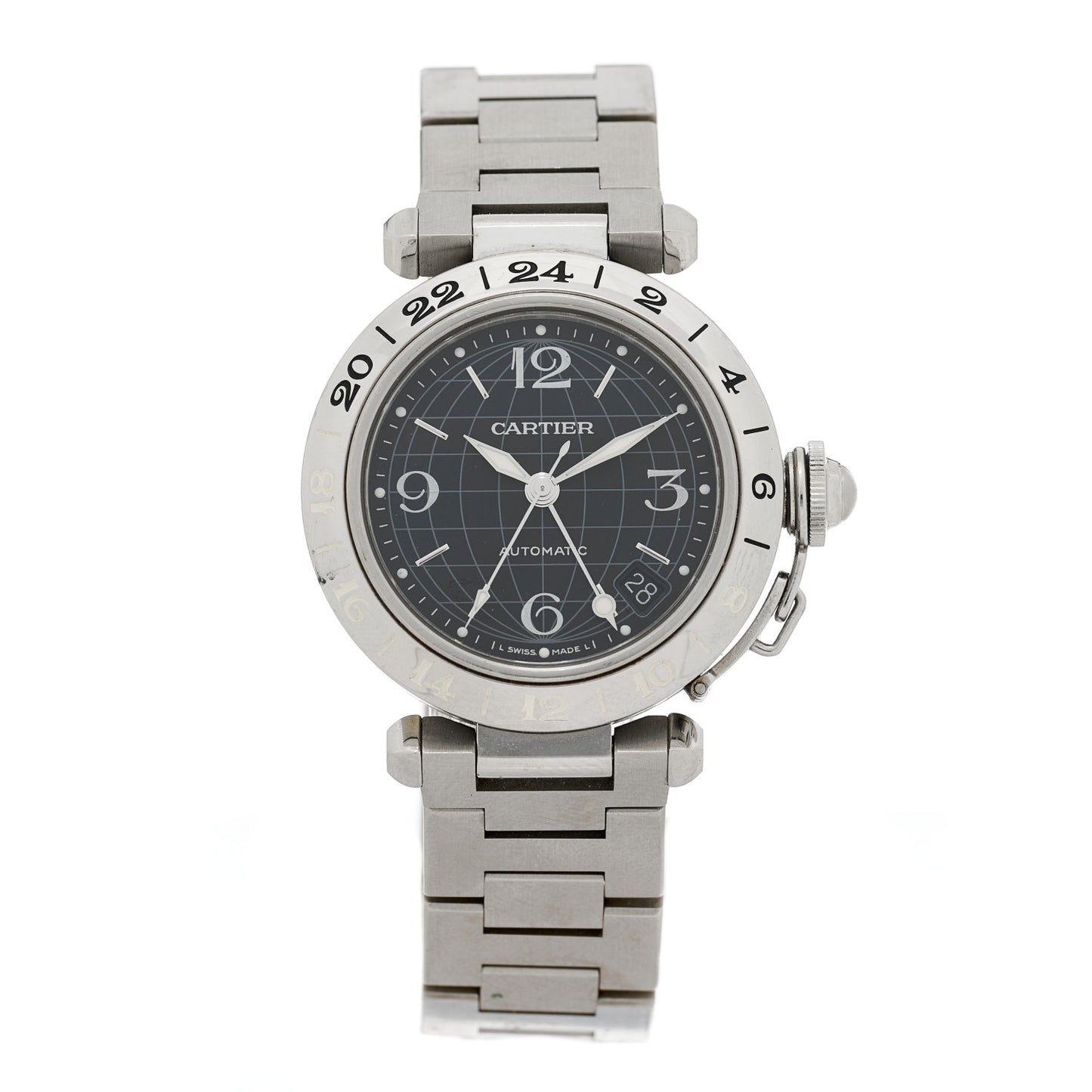 Stainless Steel 35mm Pasha GMT Automatic Watch Black