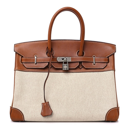 Hermes Toile Barenia Birkin 35 Fauve 1 of 13