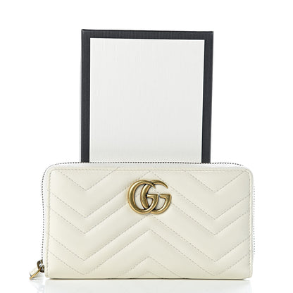 Gucci Calfskin Matelasse GG Marmont Zip Around Wallet White 7 of 7