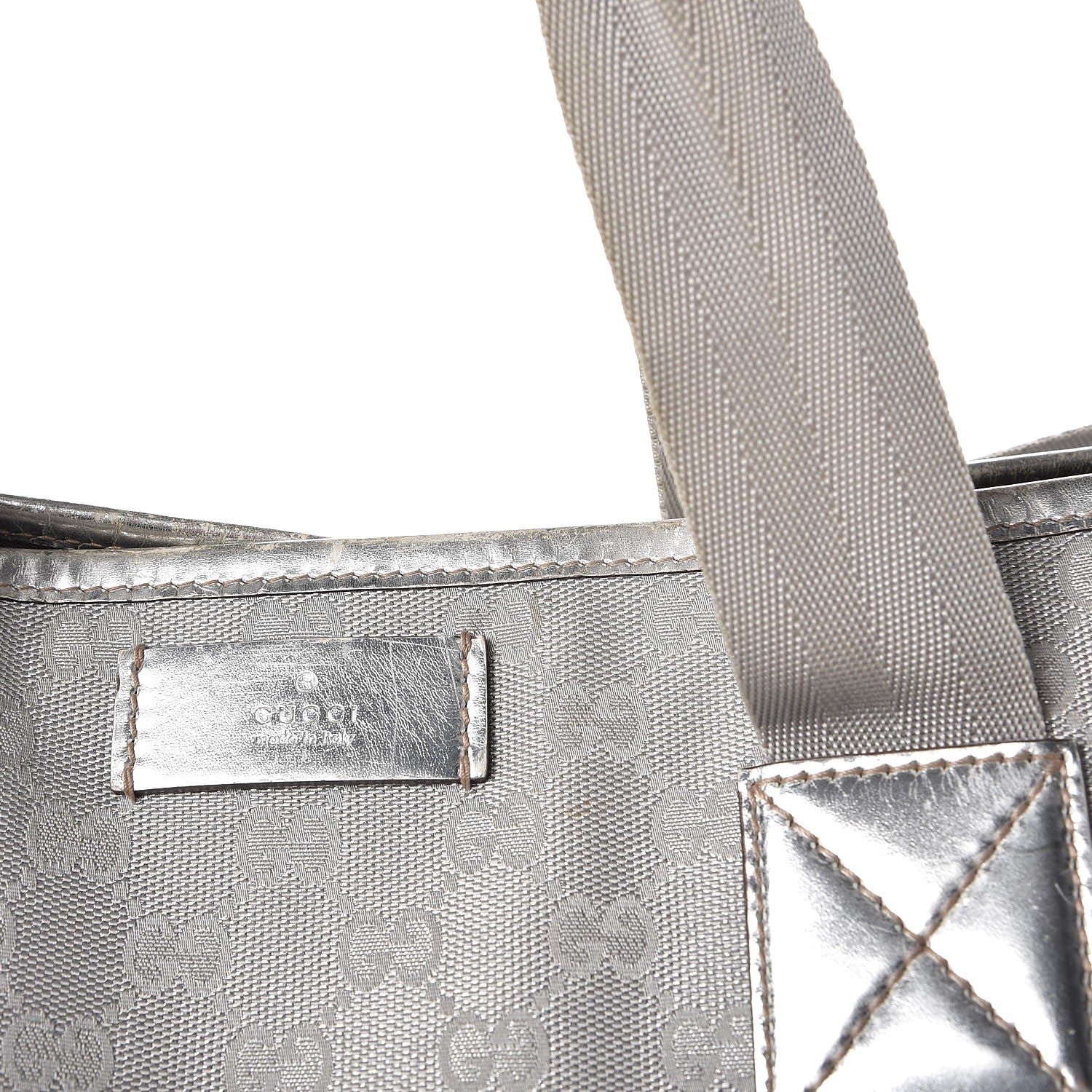 Gucci Metallic Monogram Travel Bag Silver 9 of 19