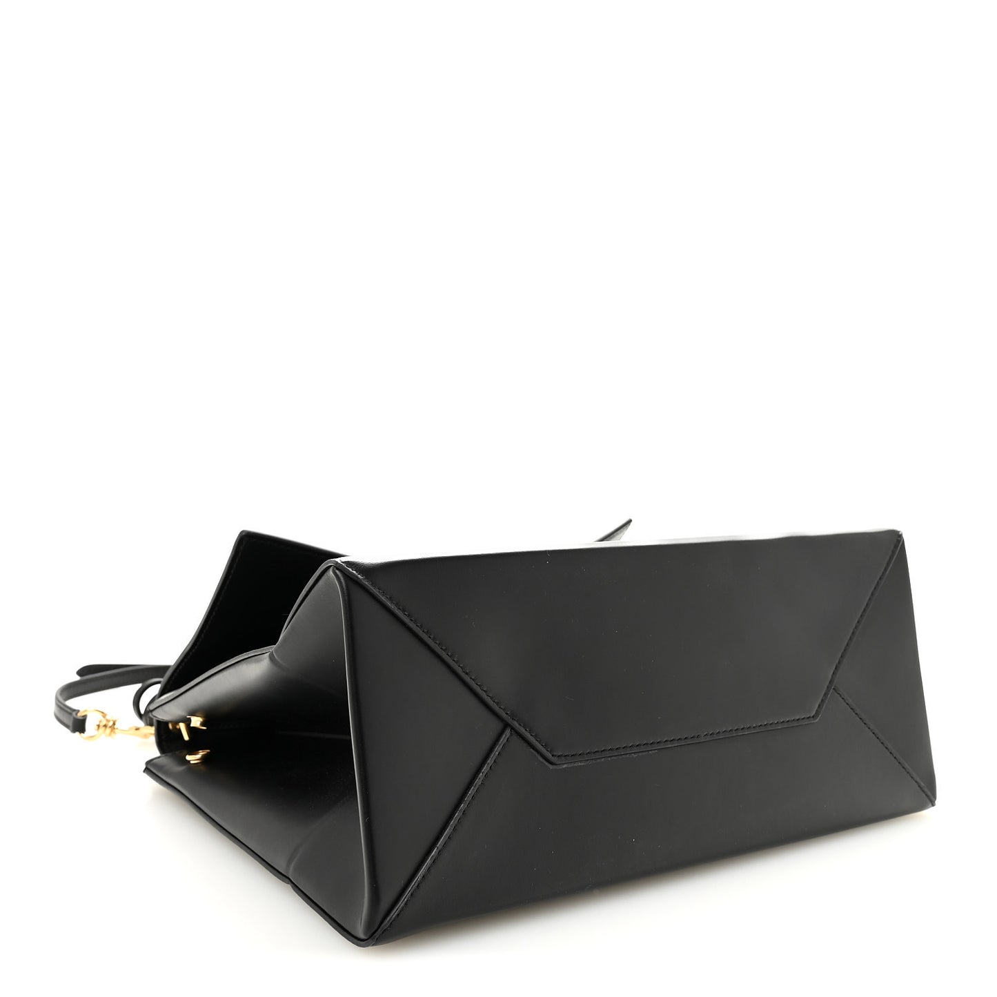 Natural Smooth Calfskin Medium Nano Top Handle Handbag Black