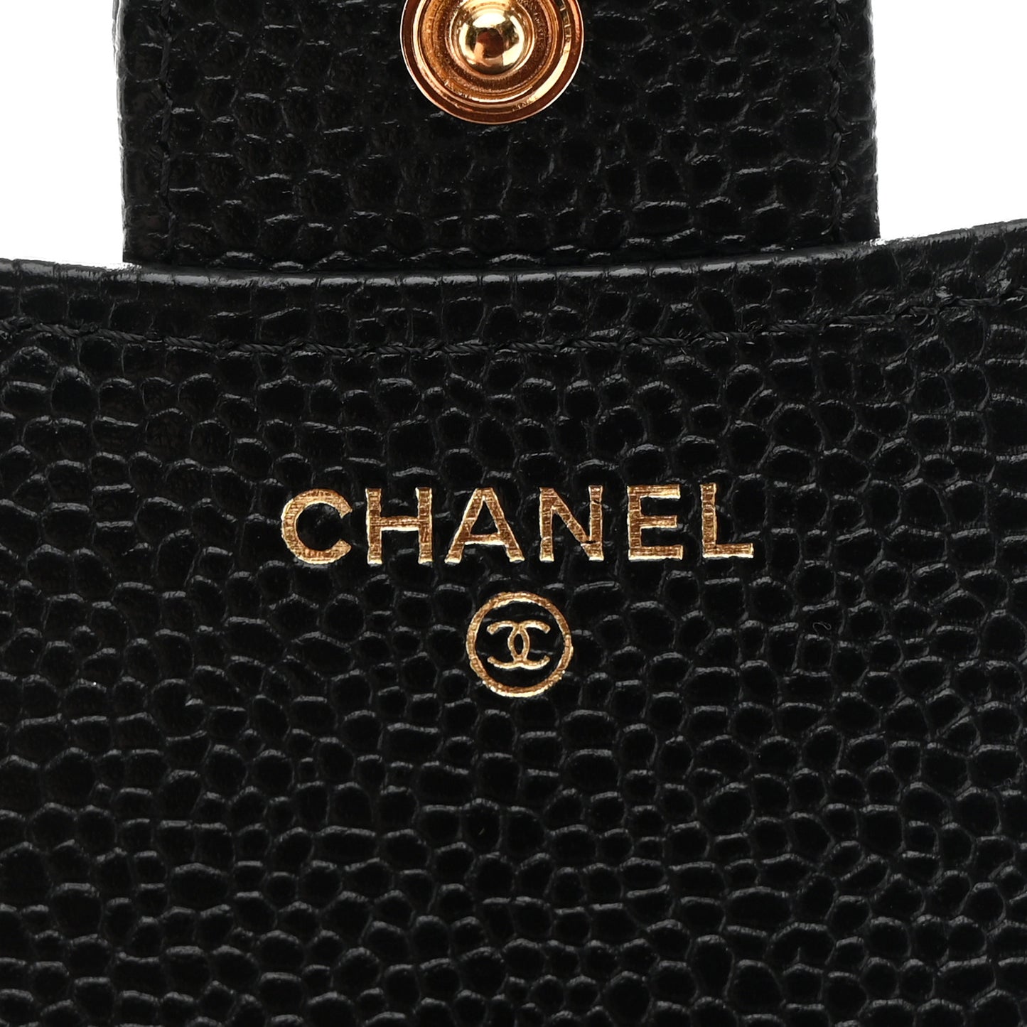 Caviar Quilted Compact Flap Wallet Black