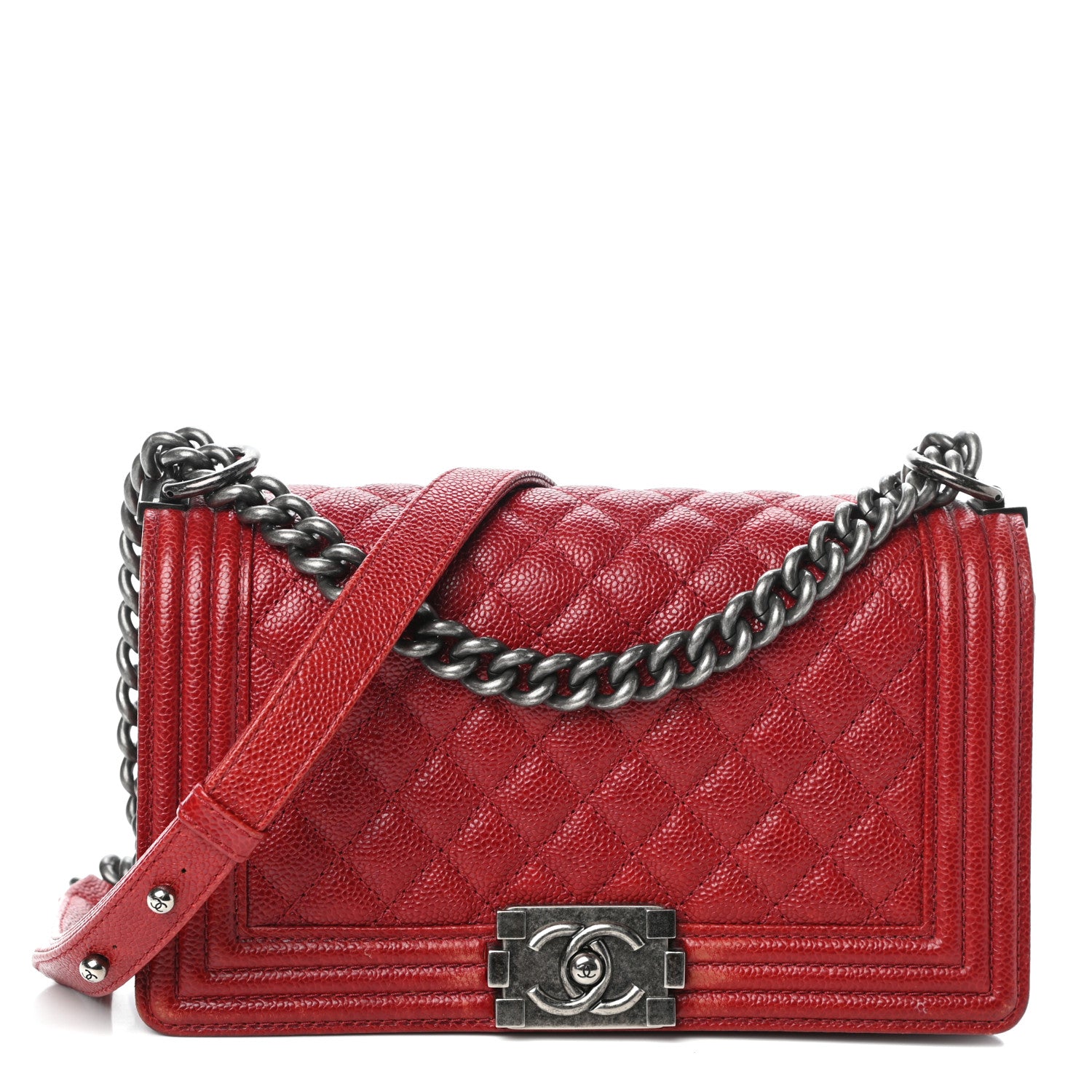 Chanel Caviar Quilted Medium Boy Flap Red 1 of 9