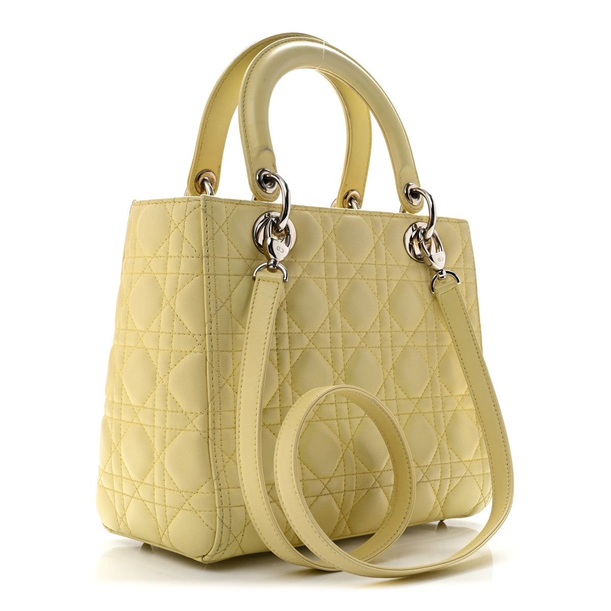 Christian Dior Lambskin Cannage Medium Lady Dior Light Yellow 3 of 14