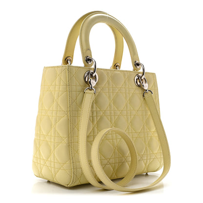 Christian Dior Lambskin Cannage Medium Lady Dior Light Yellow 3 of 14