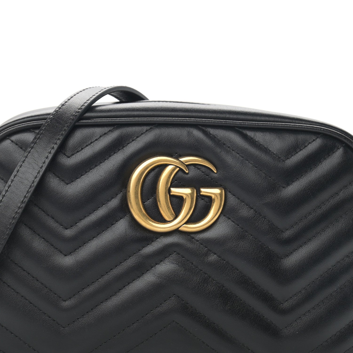 Gucci Calfskin Matelasse Small GG Marmont Chain Shoulder Bag Black 8 of 12