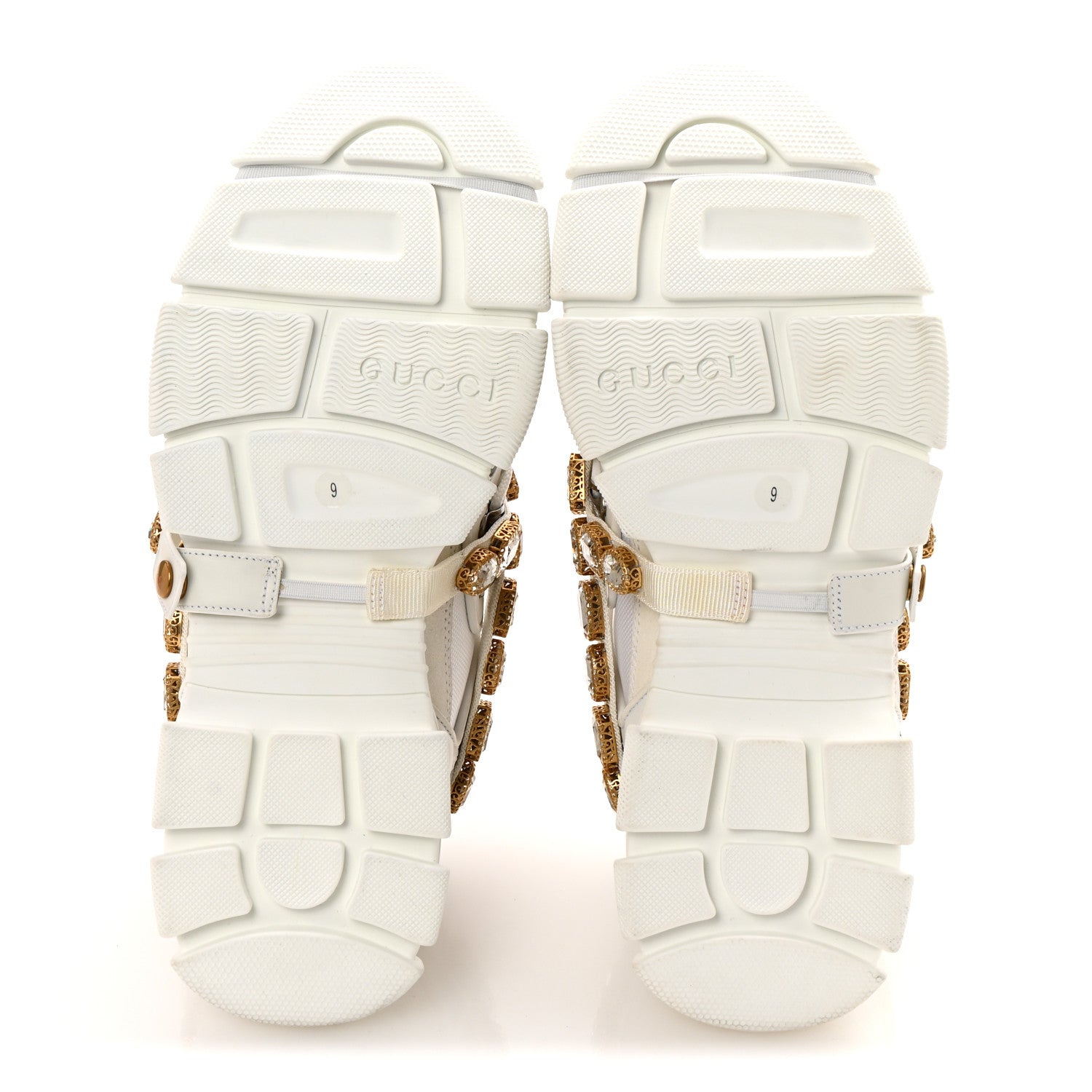 Gucci X SEGA Mesh Calfskin Suede Removable Crystals Mens Flashtrek Sneakers 9 Great White 6 of 9