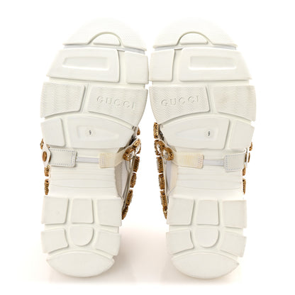 Gucci X SEGA Mesh Calfskin Suede Removable Crystals Mens Flashtrek Sneakers 9 Great White 6 of 9