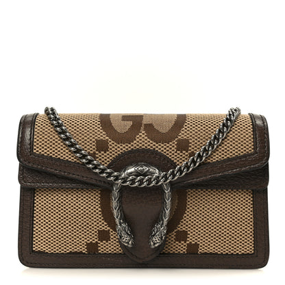 Gucci Monogram Jumbo GG Textured Dollar Calfskin Super Mini Dionysus Shoulder Bag Camel Ebony New Acero 1 of 11