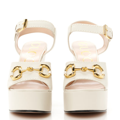 Gucci Nappa Charlotte Horsebit 40/135mm Platform Sandals 39.5 Mystic White 2 of 9