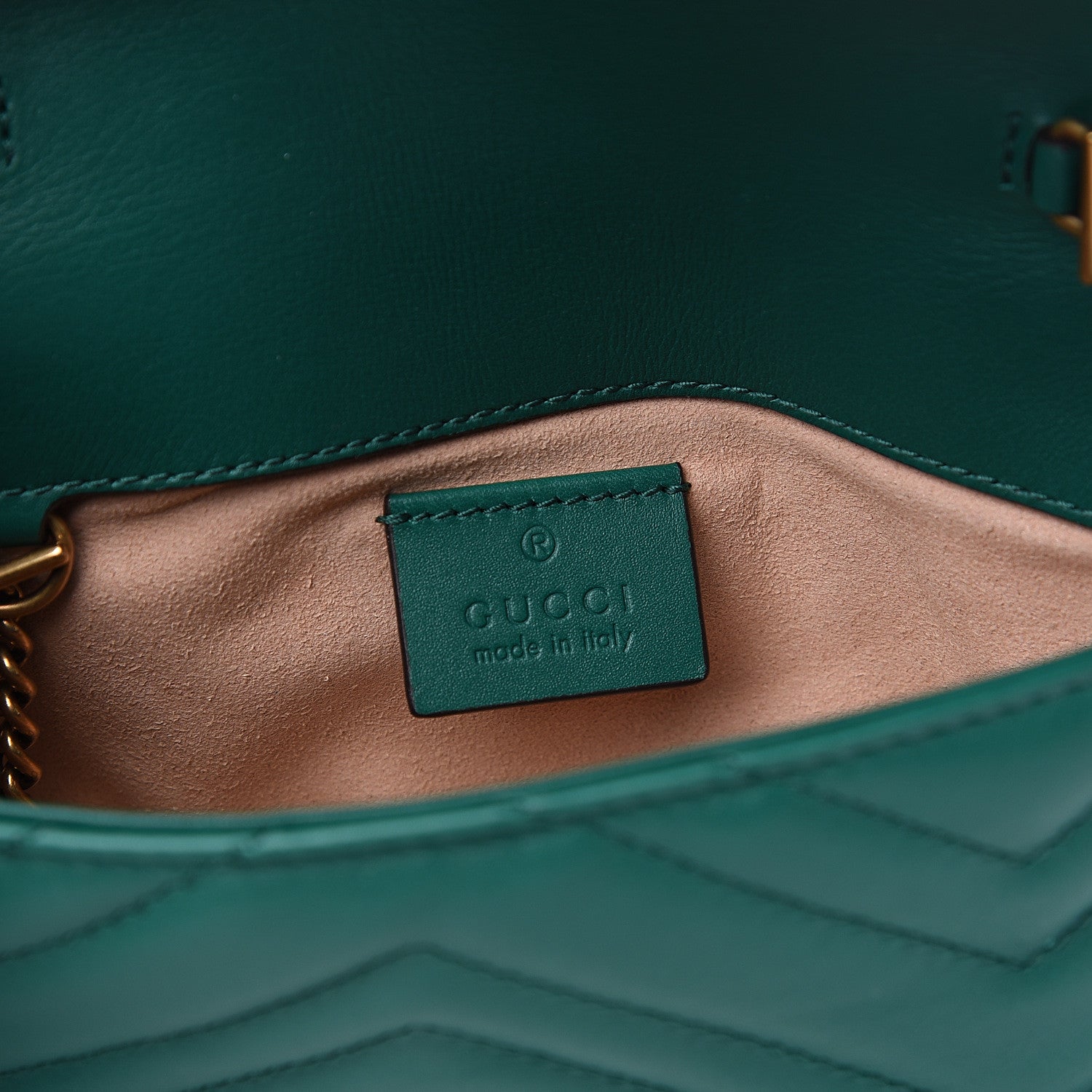 Gucci Calfskin Matelasse Super Mini GG Marmont Shoulder Bag Emerald Green 5 of 11